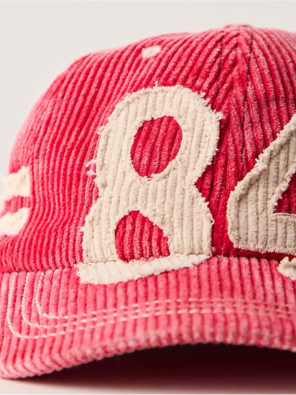 Free People Hollie Varsity Red tCorduroy '84 Varsity Cap - Picture 3 of 9
